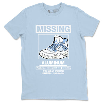 Missing Sneaker sneaker match t-shirt styled to complete your fit with the Air Jordan 4 Aluminum sneakers, shown in Light Blue 2.