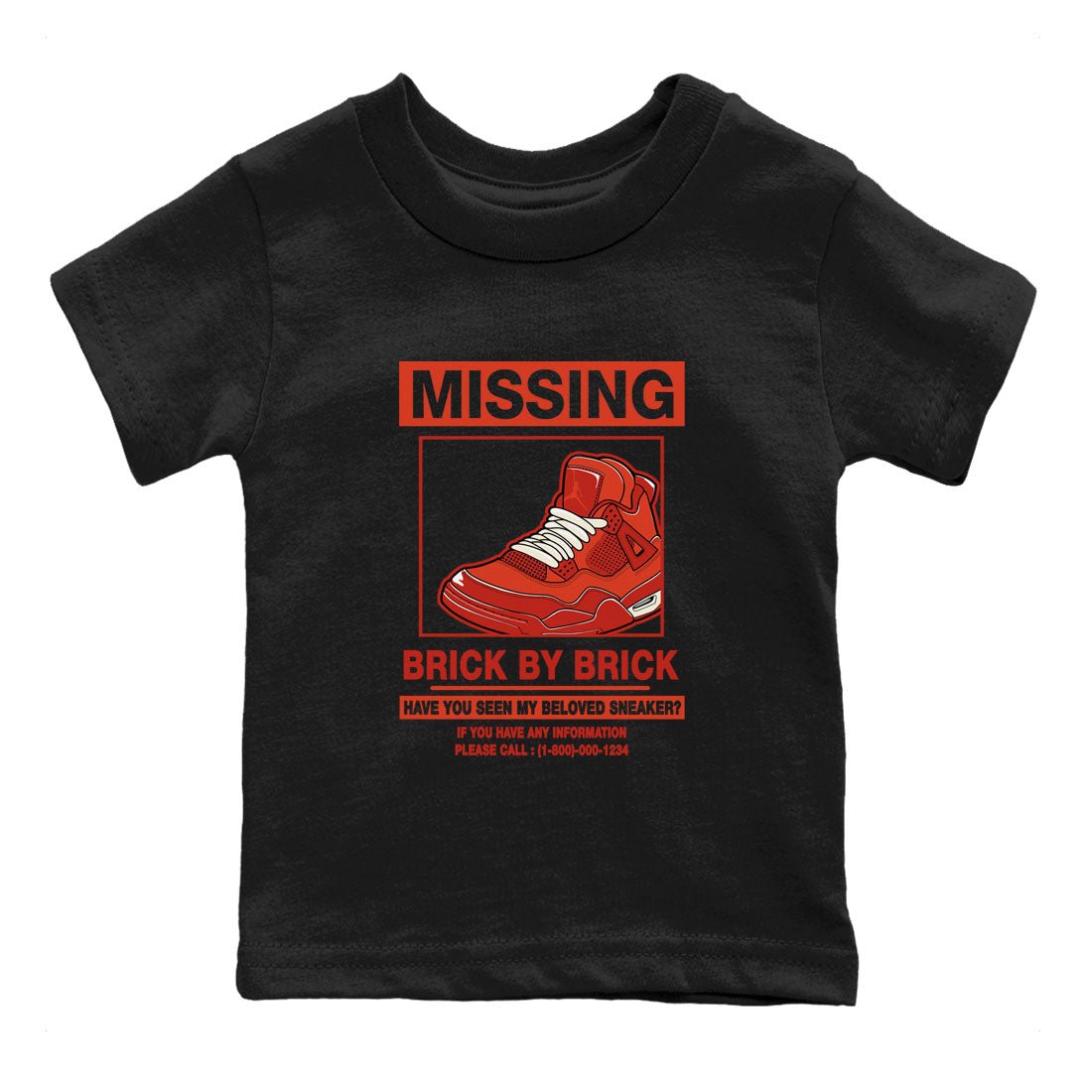Nigel Sylvester x Air Jordan 4 Brick by Brick shirts to match jordans Missing Sneaker sneaker match tees Air Jordan 4 Brick By Brick match shoes to clothes SNRT Sneaker Tees Youth Baby Black 2 tee