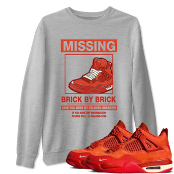 Nigel Sylvester x Air Jordan 4 Brick by Brick shirts to match jordans Missing Sneaker sneaker match tees Air Jordan 4 Brick By Brick match shoes to clothes SNRT Sneaker Tees unisex cotton Heather Grey 1 shirts