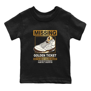 5s Golden Ticket shirts to match jordans  Missing Sneaker shirts to match jordans Air Jordan 5 Golden Ticket match shoes to clothes SNRT Sneaker Tees Youth Baby Black 2 tee