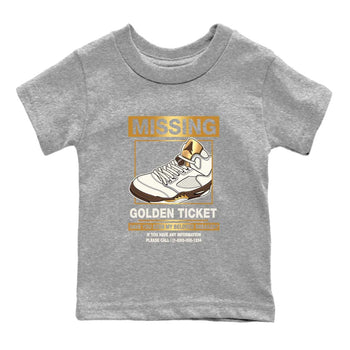 5s Golden Ticket shirts to match jordans  Missing Sneaker shirts to match jordans Air Jordan 5 Golden Ticket match shoes to clothes SNRT Sneaker Tees Youth Baby Heather Grey 2 tee