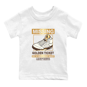 5s Golden Ticket shirts to match jordans  Missing Sneaker shirts to match jordans Air Jordan 5 Golden Ticket match shoes to clothes SNRT Sneaker Tees Youth Baby White 2 tee