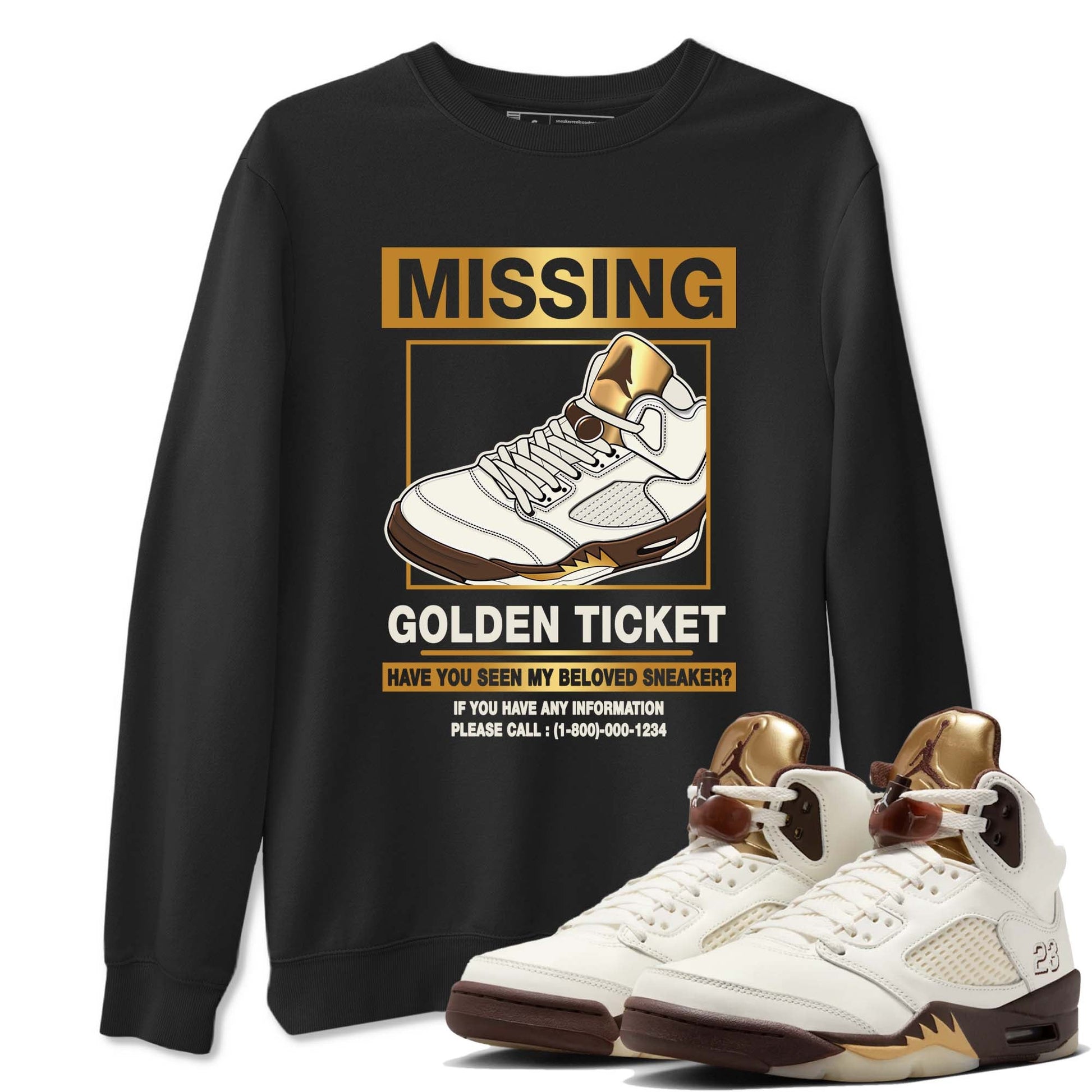 5s Golden Ticket shirts to match jordans  Missing Sneaker shirts to match jordans Air Jordan 5 Golden Ticket match shoes to clothes SNRT Sneaker Tees unisex cotton Black 1 shirts