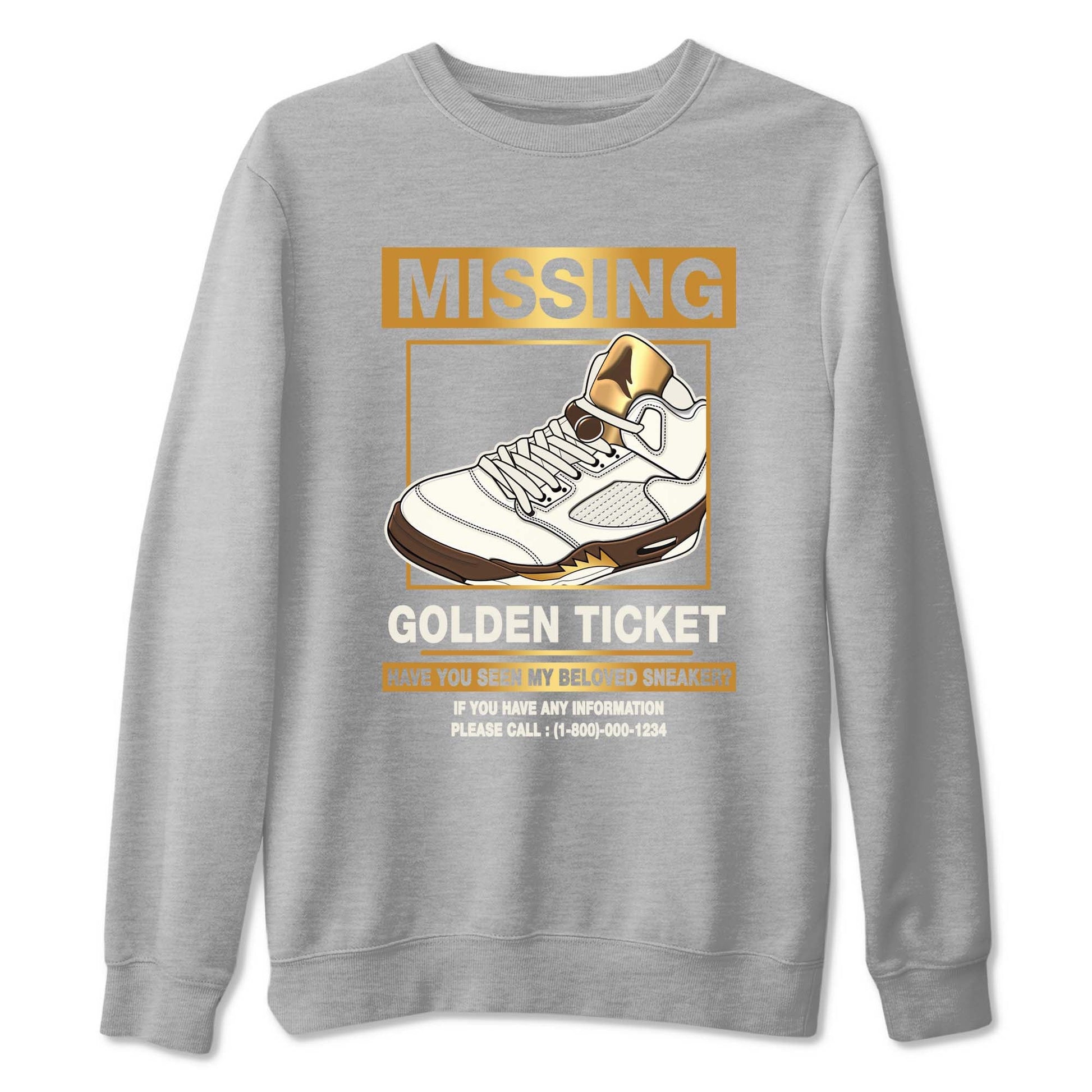 5s Golden Ticket shirts to match jordans  Missing Sneaker shirts to match jordans Air Jordan 5 Golden Ticket match shoes to clothes SNRT Sneaker Tees unisex cotton Heather Grey 2 shirts