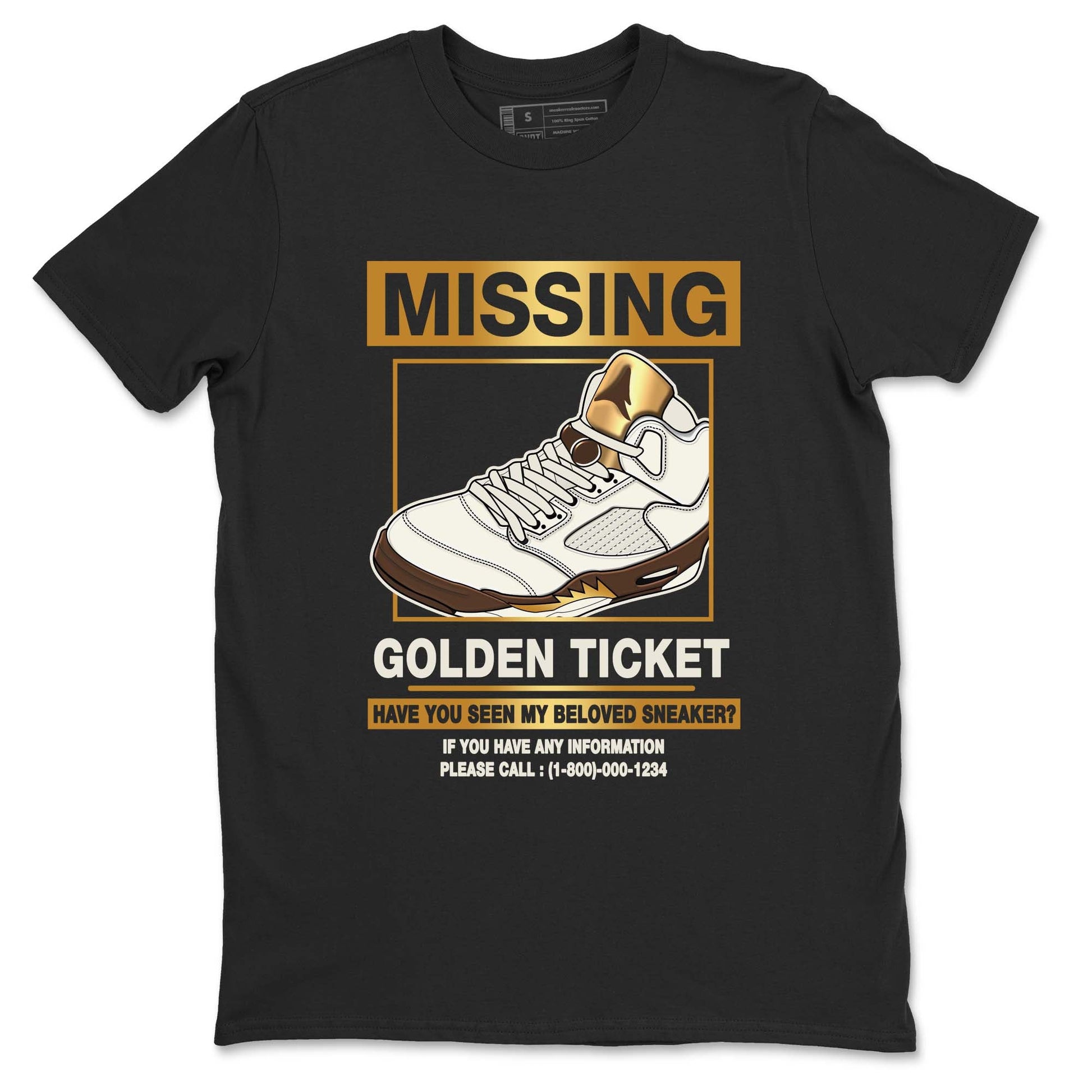 5s Golden Ticket shirts to match jordans  Missing Sneaker shirts to match jordans Air Jordan 5 Golden Ticket match shoes to clothes SNRT Sneaker Tees unisex cotton Black 2 shirts