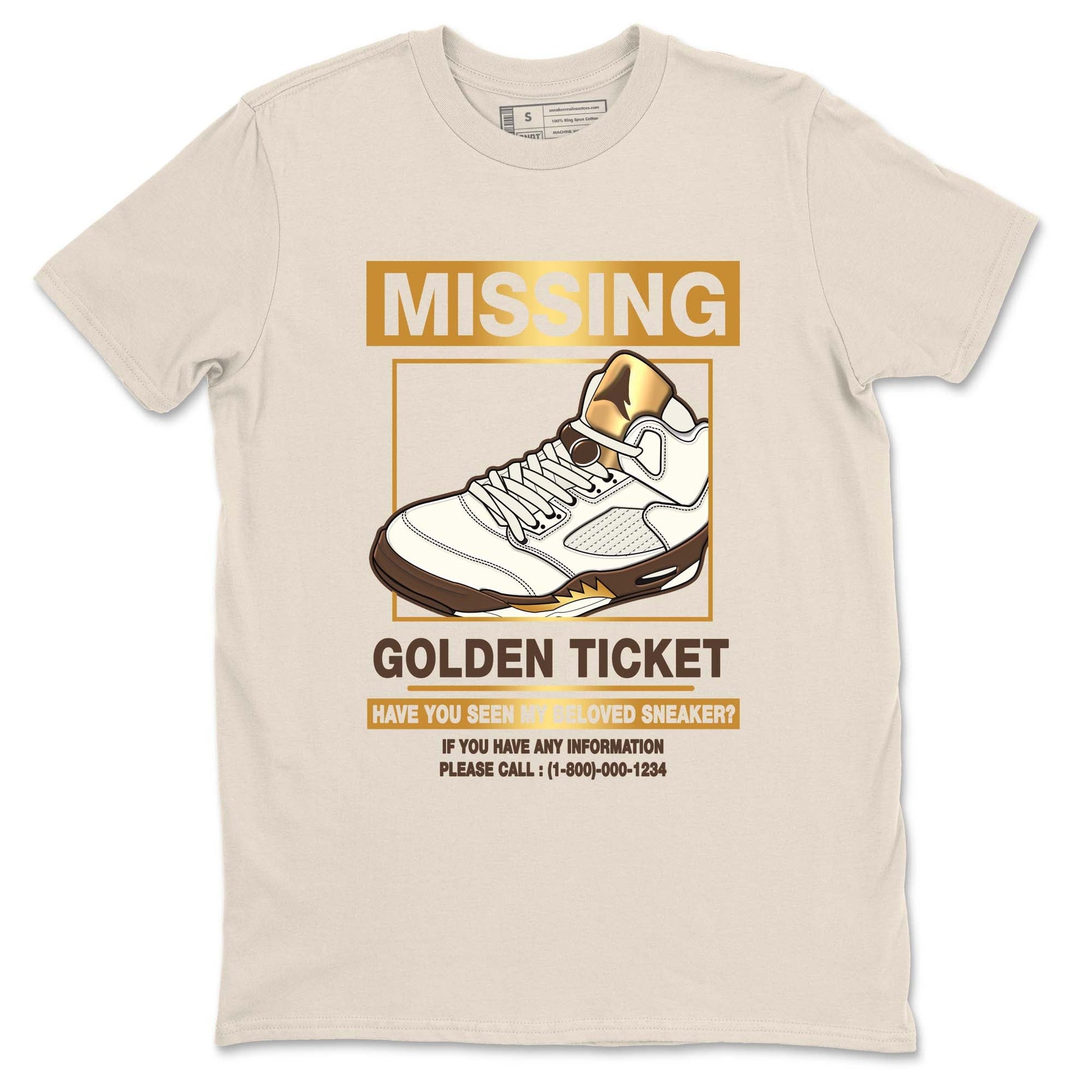 5s Golden Ticket shirts to match jordans  Missing Sneaker shirts to match jordans Air Jordan 5 Golden Ticket match shoes to clothes SNRT Sneaker Tees unisex cotton Natural 2 shirts