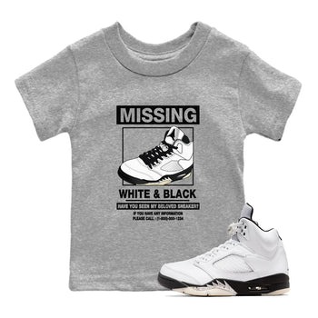 5s White Black shirts to match jordans Missing Sneaker sneaker match tees Air Jordan 5 Retro White Black match shoes to clothes SNRT Sneaker Tees Youth Baby Heather Grey 1 tee