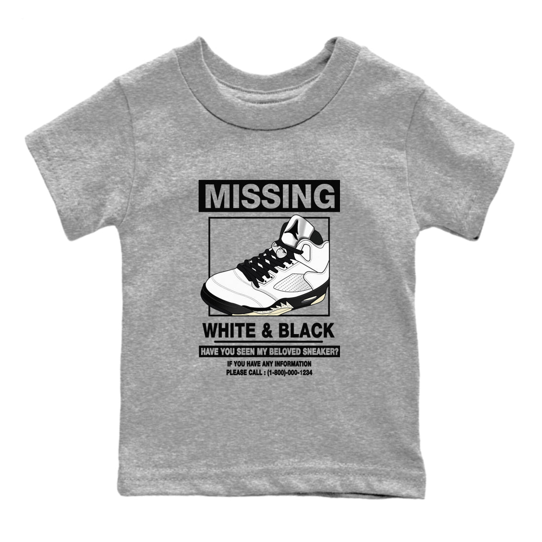 5s White Black shirts to match jordans Missing Sneaker sneaker match tees Air Jordan 5 Retro White Black match shoes to clothes SNRT Sneaker Tees Youth Baby Heather Grey 2 tee
