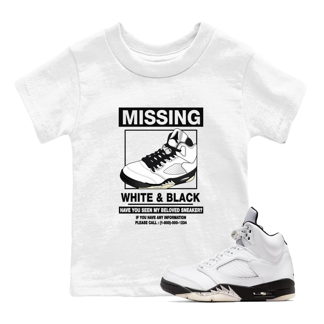 5s White Black shirts to match jordans Missing Sneaker sneaker match tees Air Jordan 5 Retro White Black match shoes to clothes SNRT Sneaker Tees Youth Baby White 1 tee