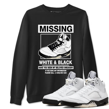 5s White Black shirts to match jordans Missing Sneaker sneaker match tees Air Jordan 5 Retro White Black match shoes to clothes SNRT Sneaker Tees unisex cotton Black 1 shirts