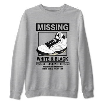5s White Black shirts to match jordans Missing Sneaker sneaker match tees Air Jordan 5 Retro White Black match shoes to clothes SNRT Sneaker Tees unisex cotton Heather Grey 2 shirts