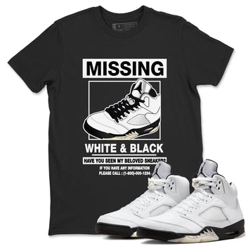5s White Black shirts to match jordans Missing Sneaker sneaker match tees Air Jordan 5 Retro White Black match shoes to clothes SNRT Sneaker Tees unisex cotton Black 1 shirts