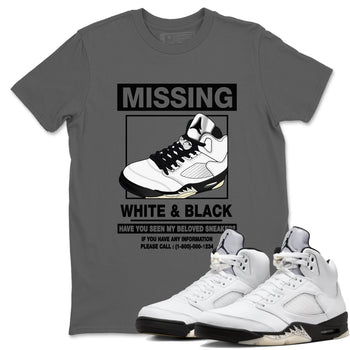 5s White Black shirts to match jordans Missing Sneaker sneaker match tees Air Jordan 5 Retro White Black match shoes to clothes SNRT Sneaker Tees unisex cotton Cool Grey 1 shirts