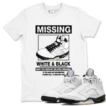 5s White Black shirts to match jordans Missing Sneaker sneaker match tees Air Jordan 5 Retro White Black match shoes to clothes SNRT Sneaker Tees unisex cotton White 1 shirts