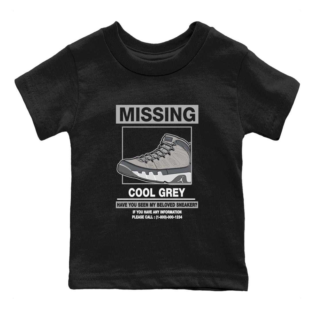 9s Cool Grey shirts to match jordans Missing Sneaker sneaker match tees Air Jordan 9 Retro Cool Grey match shoes to clothes SNRT Sneaker Tees Youth Baby Black 2 tee