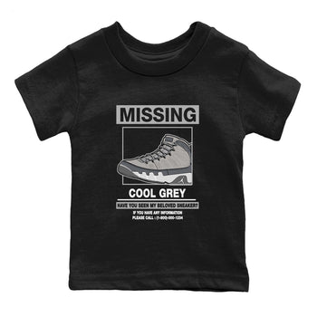 9s Cool Grey shirts to match jordans Missing Sneaker sneaker match tees Air Jordan 9 Retro Cool Grey match shoes to clothes SNRT Sneaker Tees Youth Baby Black 2 tee