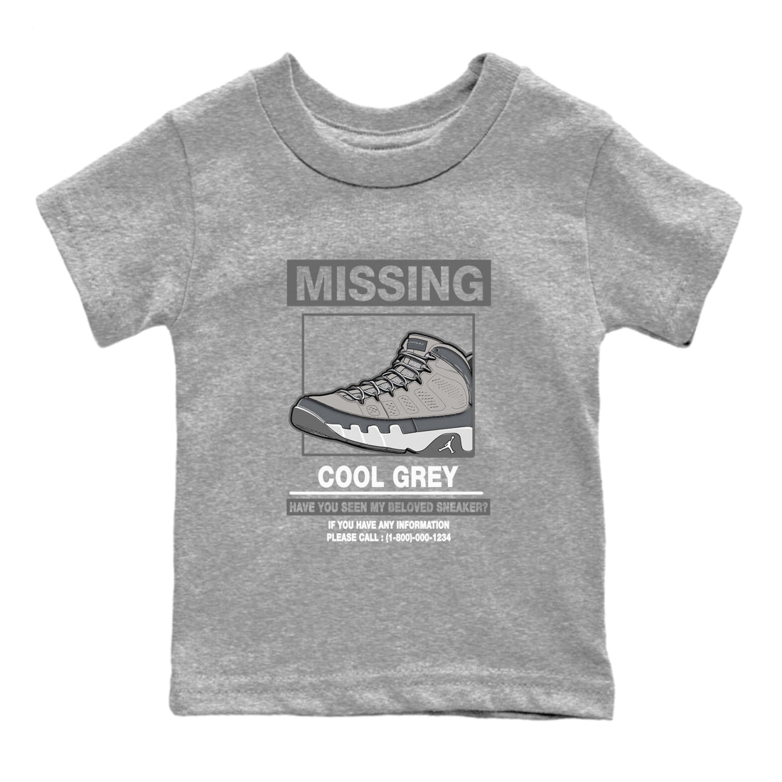 9s Cool Grey shirts to match jordans Missing Sneaker sneaker match tees Air Jordan 9 Retro Cool Grey match shoes to clothes SNRT Sneaker Tees Youth Baby Heather Grey 2 tee