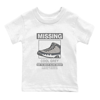 9s Cool Grey shirts to match jordans Missing Sneaker sneaker match tees Air Jordan 9 Retro Cool Grey match shoes to clothes SNRT Sneaker Tees Youth Baby White 2 tee
