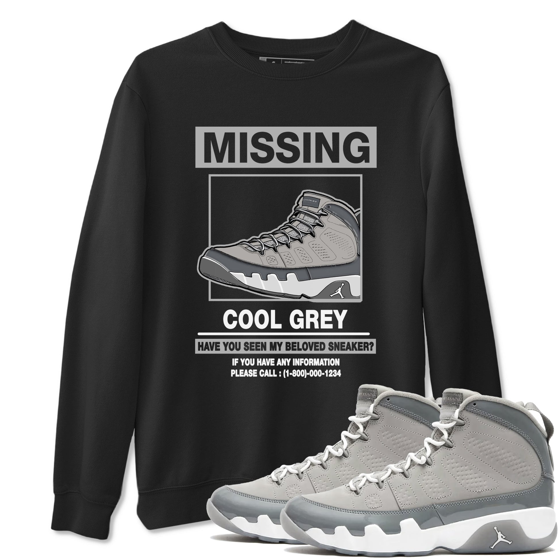9s Cool Grey shirts to match jordans Missing Sneaker sneaker match tees Air Jordan 9 Retro Cool Grey match shoes to clothes SNRT Sneaker Tees unisex cotton Black 1 shirts