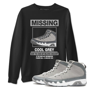 9s Cool Grey shirts to match jordans Missing Sneaker sneaker match tees Air Jordan 9 Retro Cool Grey match shoes to clothes SNRT Sneaker Tees unisex cotton Black 1 shirts