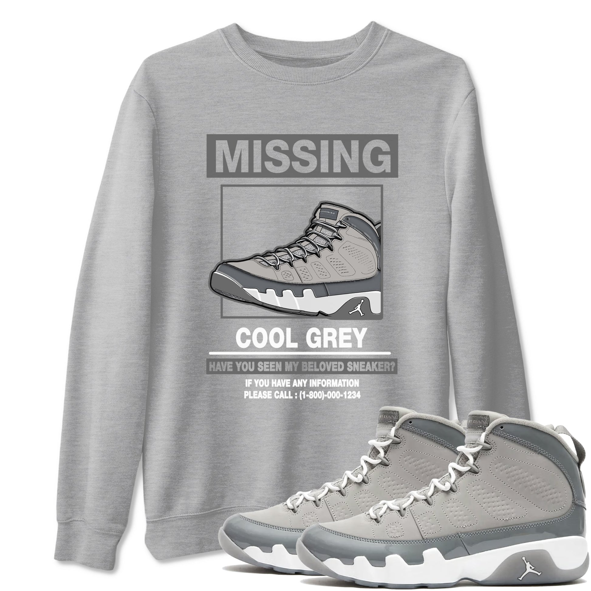 9s Cool Grey shirts to match jordans Missing Sneaker sneaker match tees Air Jordan 9 Retro Cool Grey match shoes to clothes SNRT Sneaker Tees unisex cotton Heather Grey 1 shirts