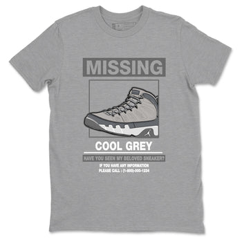9s Cool Grey shirts to match jordans Missing Sneaker sneaker match tees Air Jordan 9 Retro Cool Grey match shoes to clothes SNRT Sneaker Tees unisex cotton Heather Grey 2 shirts