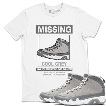 9s Cool Grey shirts to match jordans Missing Sneaker sneaker match tees Air Jordan 9 Retro Cool Grey match shoes to clothes SNRT Sneaker Tees unisex cotton White 1 shirts