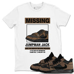 Jordan Jumpman Jack TR Travis Scott Dark Mocha shirts to match jordans Missing Sneaker sneaker match tees Jordan Jumpman Jack Travis Scott Dark Mocha match shoes to clothes SNRT Sneaker Tees unisex cotton White 1 shirts