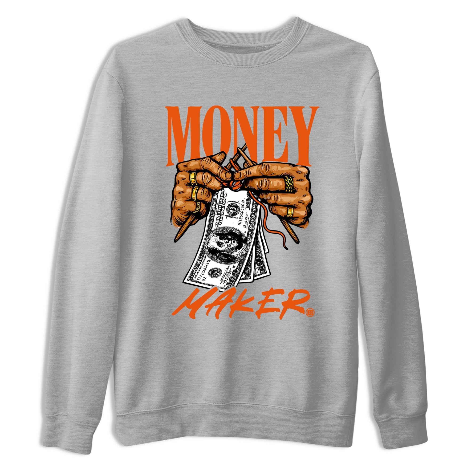 Money Maker sneaker match t-shirt styled to complete your fit with the Air Jordan 1 Shattered Backboard sneakers, shown in Heather Grey 2.