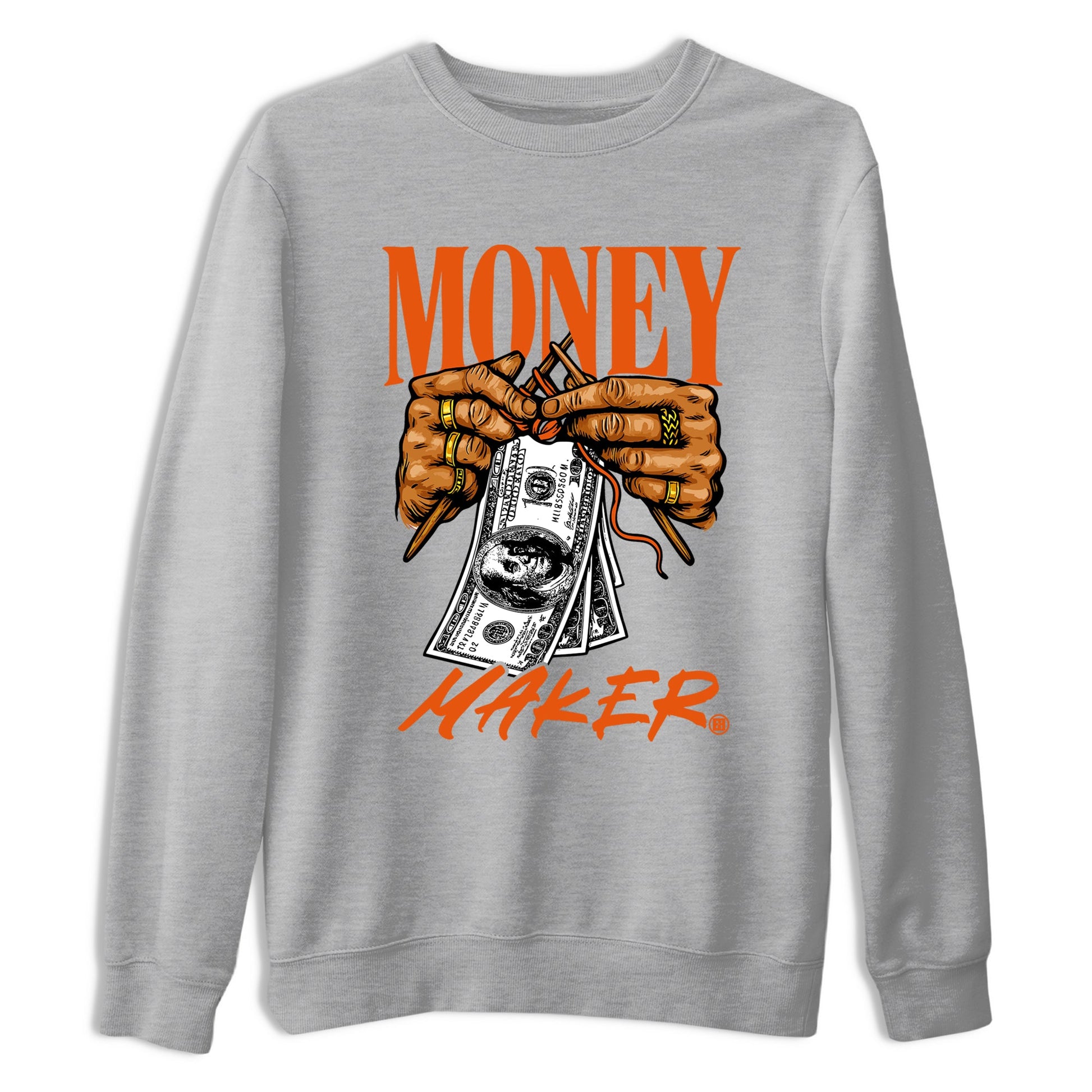 Money Maker sneaker match t-shirt styled to complete your fit with the Air Jordan 1 Shattered Backboard sneakers, shown in Heather Grey 2.