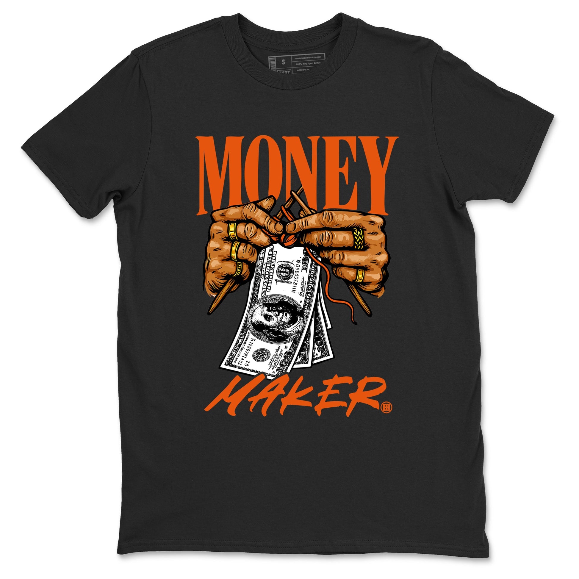 Money Maker sneaker match t-shirt styled to complete your fit with the Air Jordan 1 Shattered Backboard sneakers, shown in Black 2.