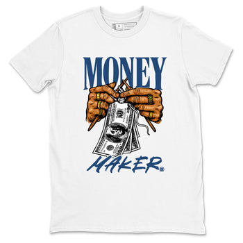 Money Maker sneaker match t-shirt styled to complete your fit with the Air Jordan 12 French Blue sneakers, shown in White 2.