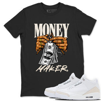 Money Maker sneaker match t-shirt styled to complete your fit with the Air Jordan 3 Pure Money sneakers, shown in Black 1.