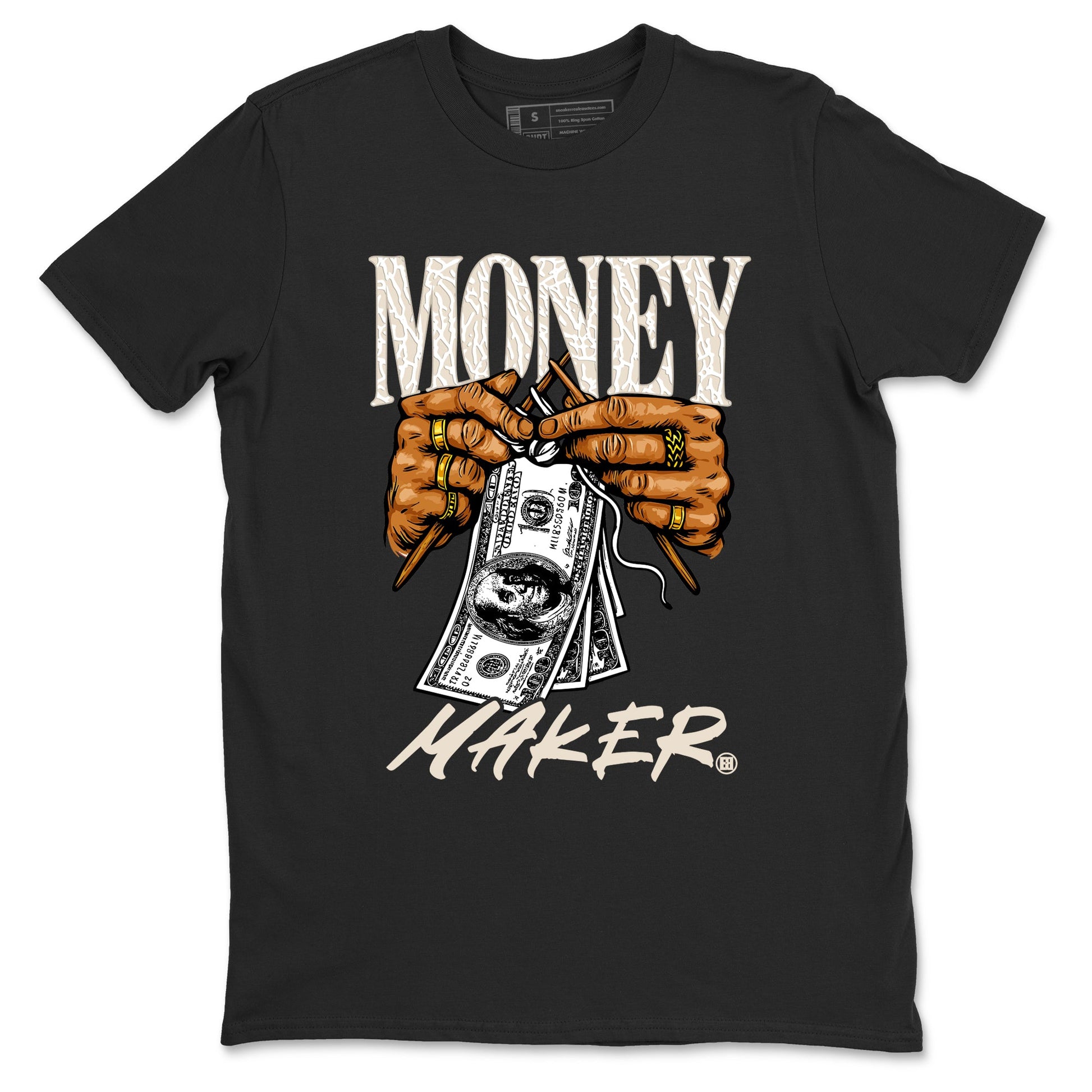 Money Maker sneaker match t-shirt styled to complete your fit with the Air Jordan 3 Pure Money sneakers, shown in Black 2.