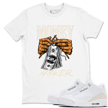 Money Maker sneaker match t-shirt styled to complete your fit with the Air Jordan 3 Pure Money sneakers, shown in White 1.