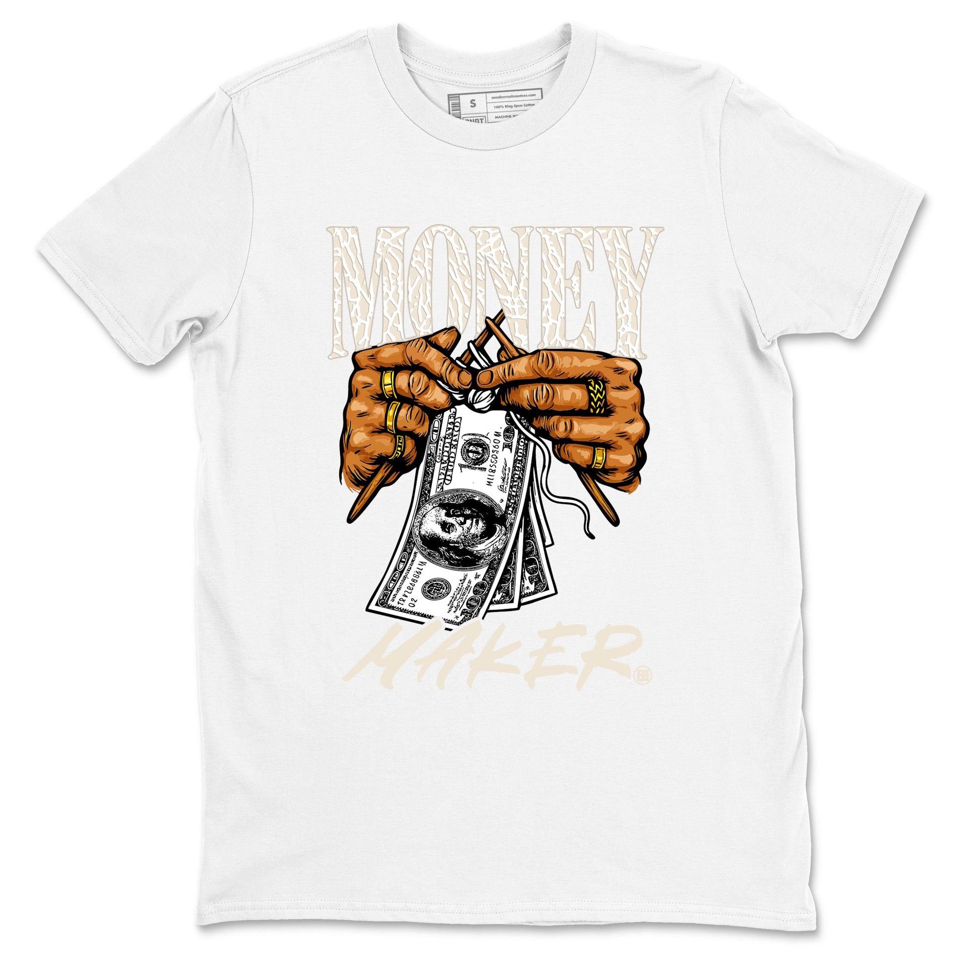 Money Maker sneaker match t-shirt styled to complete your fit with the Air Jordan 3 Pure Money sneakers, shown in White 2.