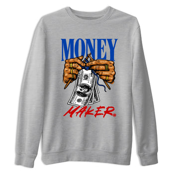 Money Maker sneaker match t-shirt styled to complete your fit with the Air Jordan 4 Rare Air sneakers, shown in Heather Grey 2.