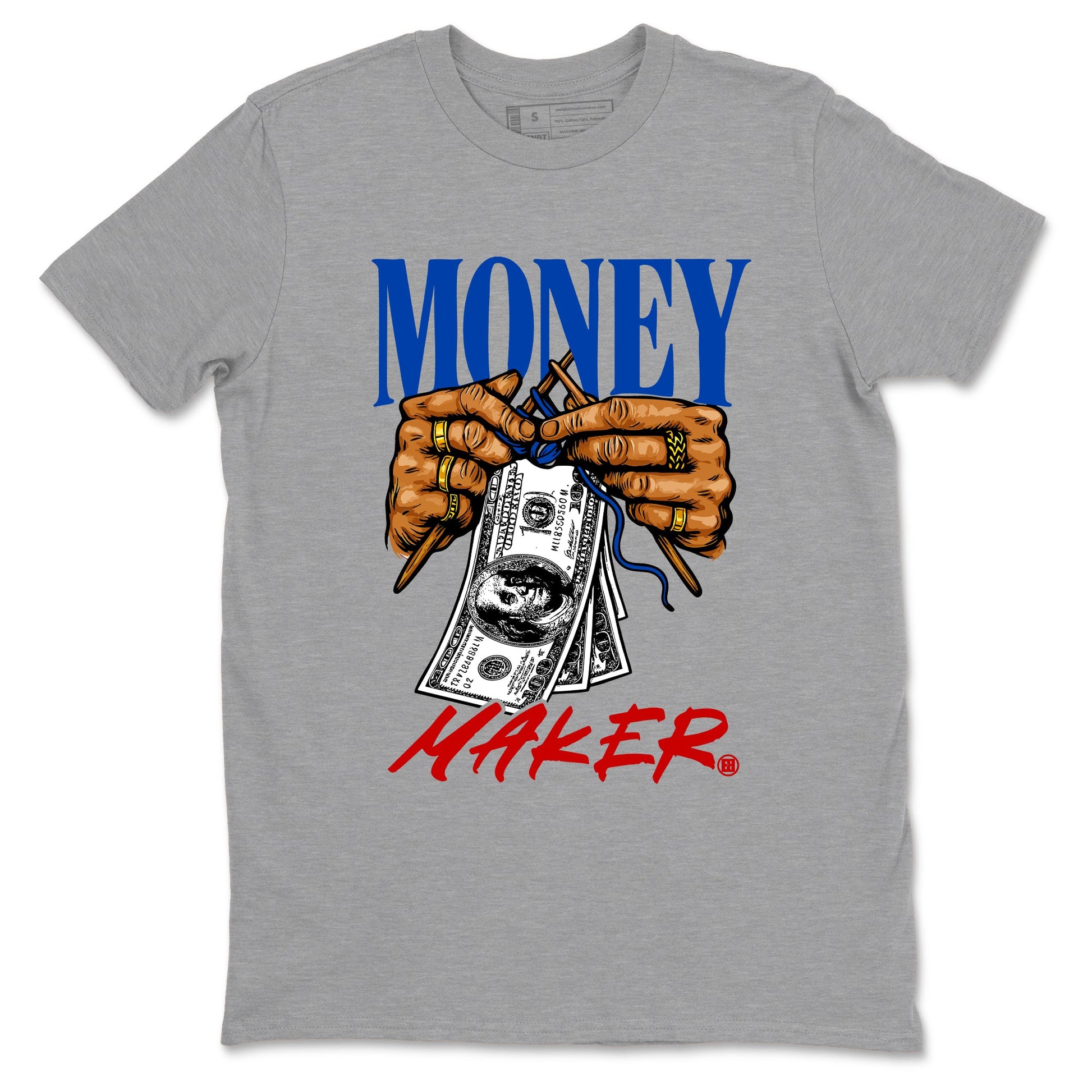 Money Maker sneaker match t-shirt styled to complete your fit with the Air Jordan 4 Rare Air sneakers, shown in Heather Grey 2.