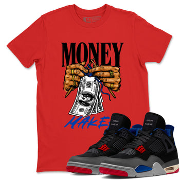Money Maker sneaker match t-shirt styled to complete your fit with the Air Jordan 4 Rare Air sneakers, shown in Red 1.