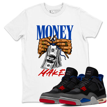 Money Maker sneaker match t-shirt styled to complete your fit with the Air Jordan 4 Rare Air sneakers, shown in White 1.