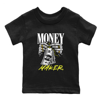 Money Maker baby and kids t-shirt crafted for little sneakerheads to shine with the Air Max 90 Cyber sneakers, displayed in Black 2.