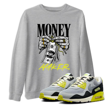 Money Maker sneaker match t-shirt styled to complete your fit with the Air Max 90 Cyber sneakers, shown in Heather Grey 1.