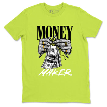 Money Maker sneaker match t-shirt styled to complete your fit with the Air Max 90 Cyber sneakers, shown in Safety Green 2.