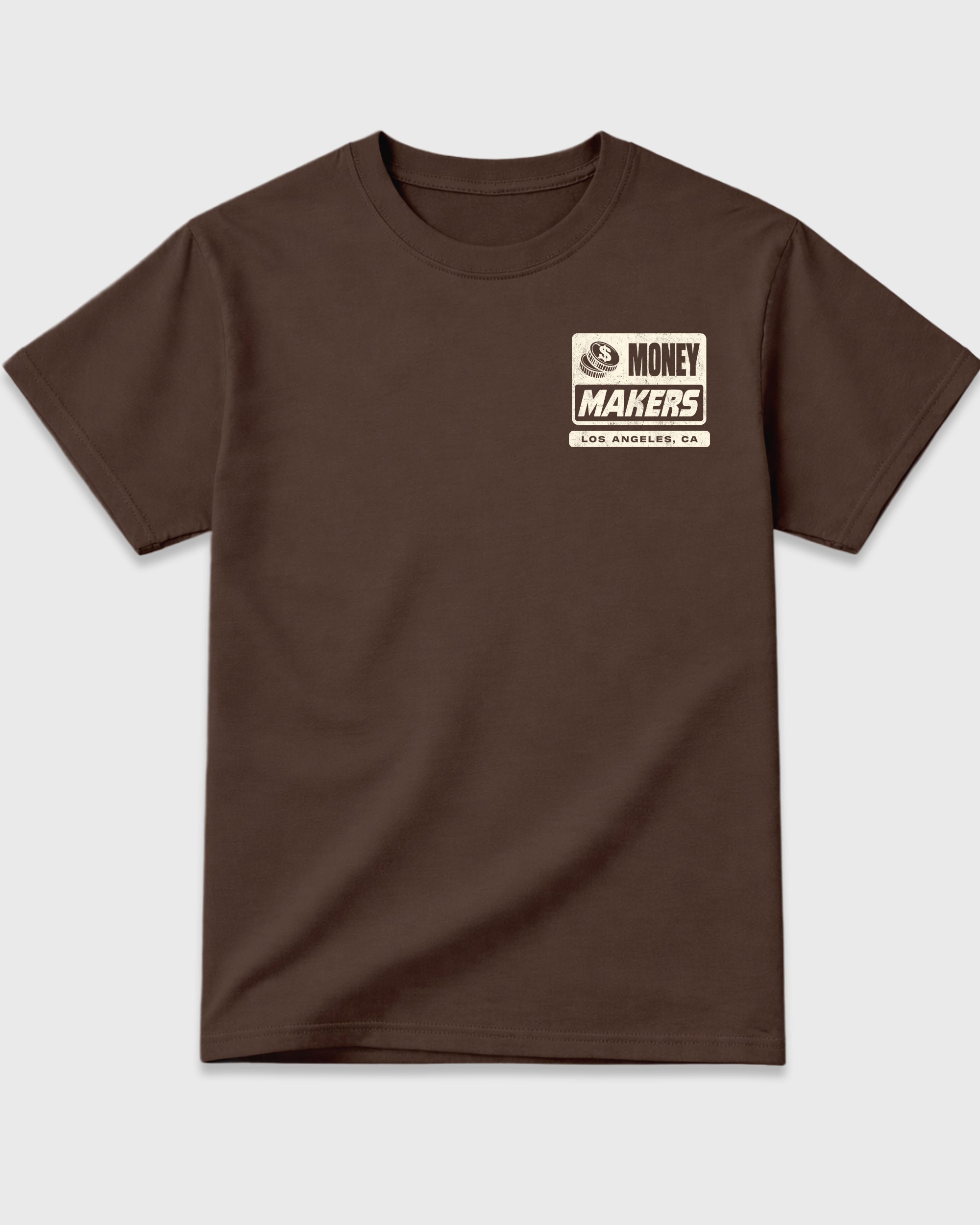 Money Makers Dark Chocolate Graphic T-Shirt - 3, sneaker matching shirt designed to pair with Air Jordan 12 Retro Fireside sneakers for a coordinated streetwear outfit.