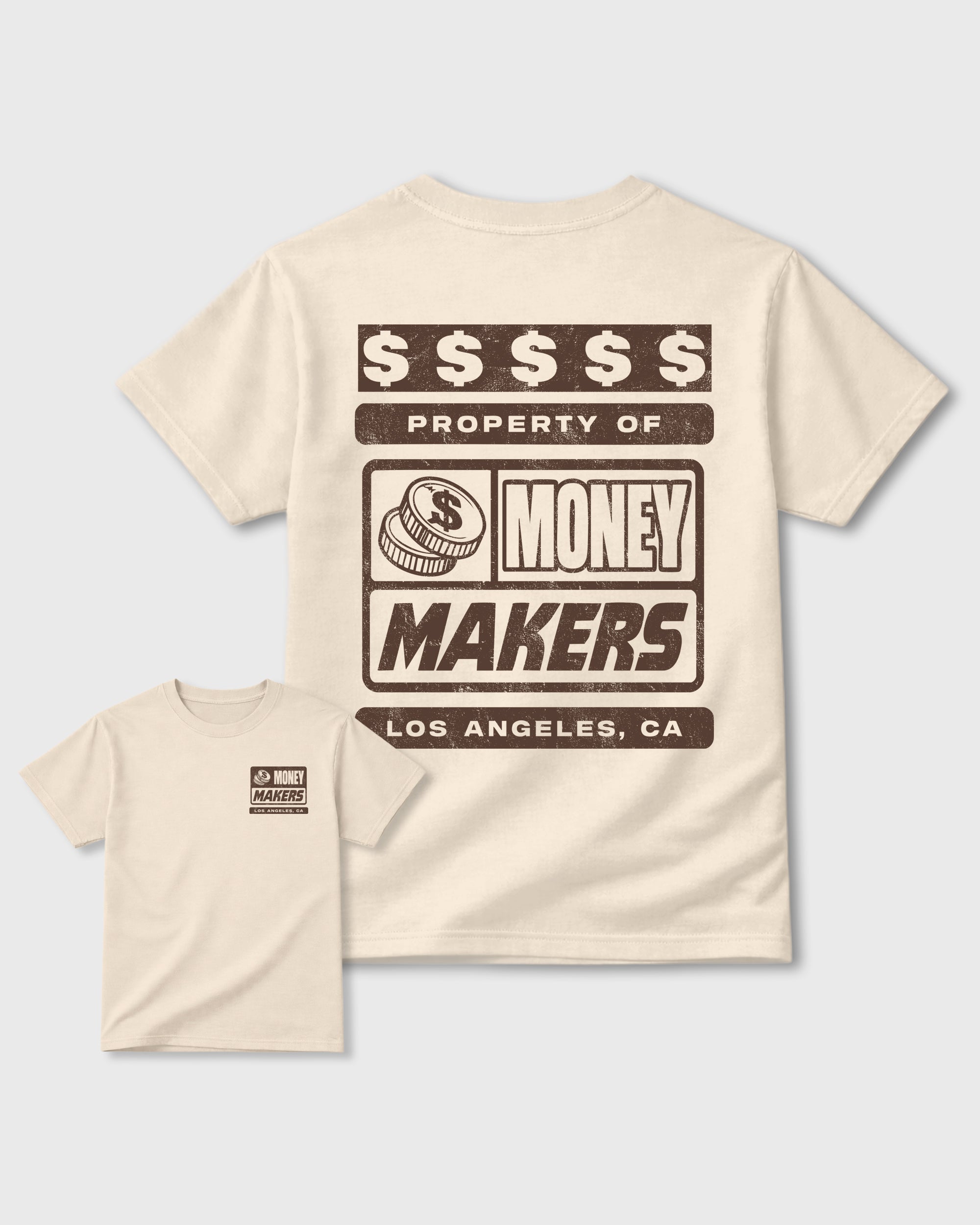 Money Makers Natural Graphic T-Shirt - 1, sneaker matching tee designed to match Air Jordan 12 Retro Fireside sneakers for a coordinated sneaker outfit.
