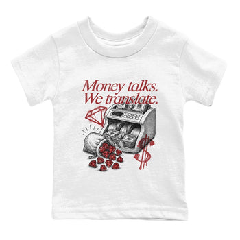 Sneaker match tees – Sneaker Tees To Match Air Foamposite Cough Drop Shoes – Money Talks We Translate Kids T-Shirt White 2