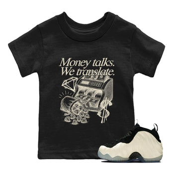 Sneaker Threads – Sneaker Tees To Match Air Foamposite One Pearl – Money Talks We Translate Youth Graphic Tee Black 1. Perfect for Jordan releases 2025 colorways.