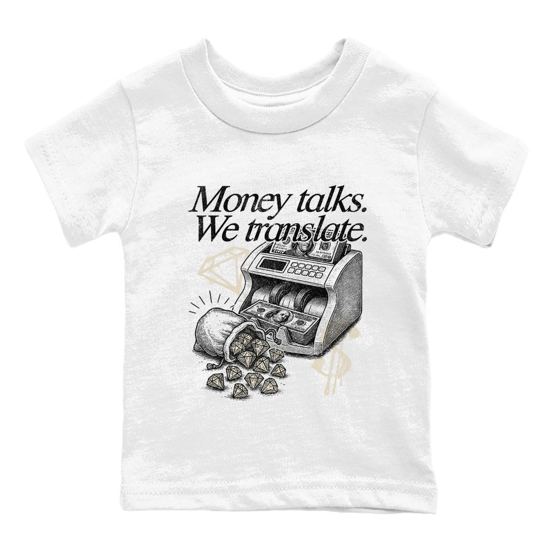 Sneaker Threads – Sneaker Tees To Match Air Foamposite One Pearl – Money Talks We Translate Youth Graphic Tee White 2. Perfect for Jordan releases 2025 colorways.