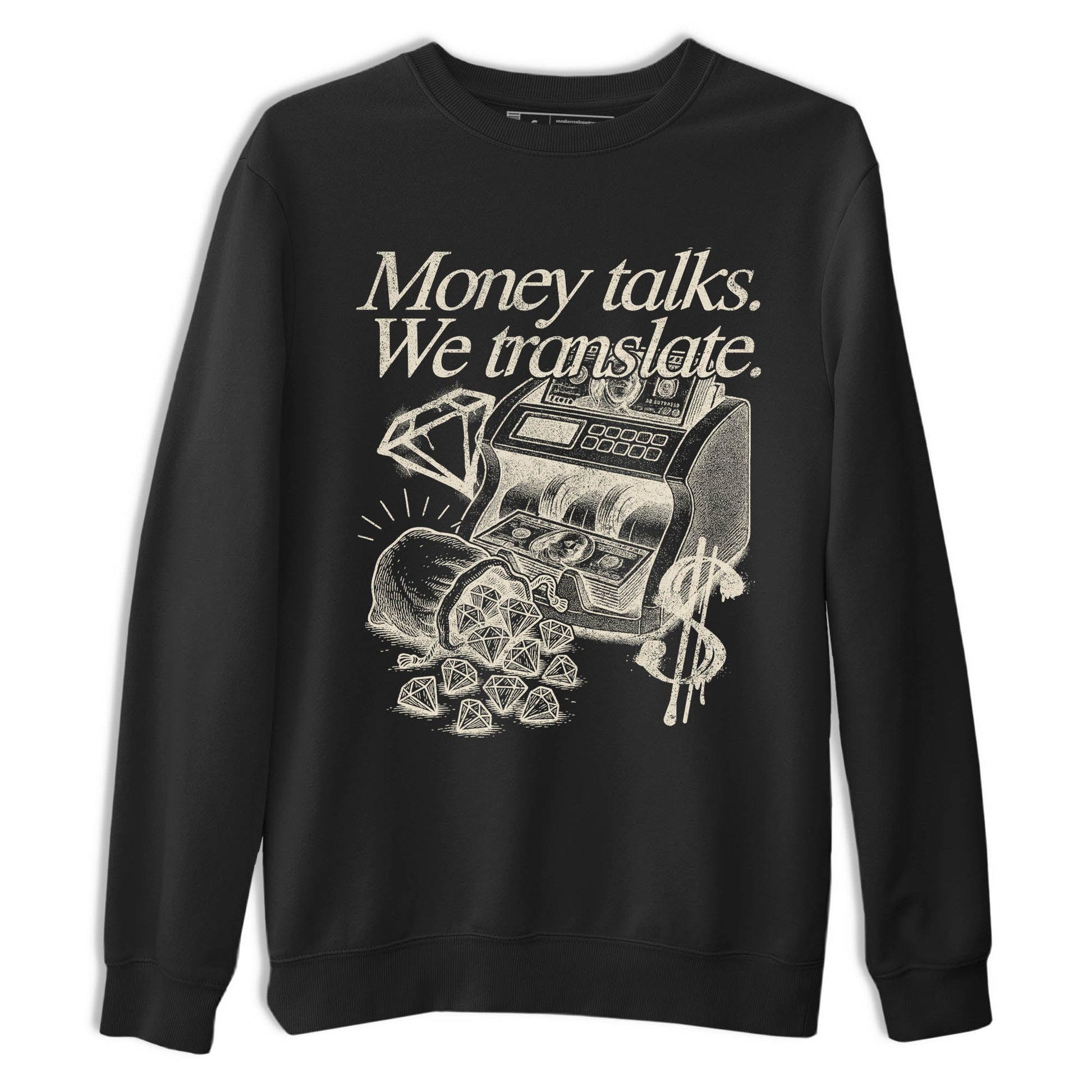 Sneaker Threads – Sneaker Tees To Match Air Foamposite One Pearl – Money Talks We Translate Graphic Tee Black 2. Perfect for Jordan releases 2025 colorways.
