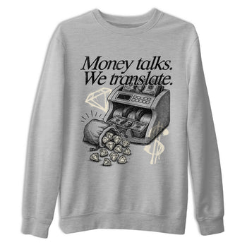 Sneaker Threads – Sneaker Tees To Match Air Foamposite One Pearl – Money Talks We Translate Graphic Tee Heather Grey 2. Perfect for Jordan releases 2025 colorways.